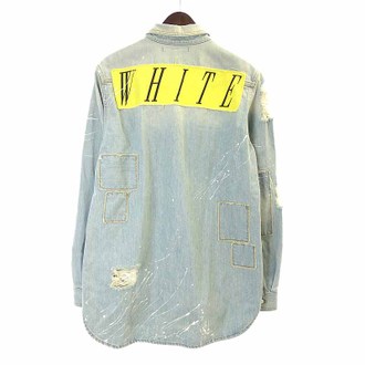 【美品】OFF-WHITE　デニムジャケット　ダメージ加工　ペイントデニム