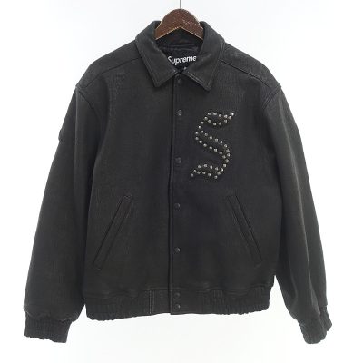シュプリーム/SUPREME 21AW Pebbled Leather Varsity Jacket レザー ジャケット参考買取価格35000~45000円前後