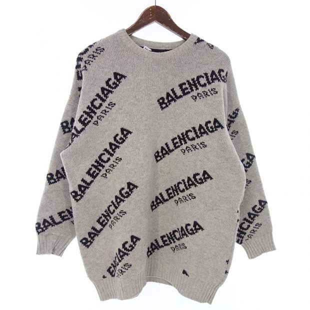 バレンシアガ/BALENCIAGA 17AW ロゴ 総柄 ジャガード オーバーシルエットニット セーター 買取参考金額 20,000~30,000円前後
