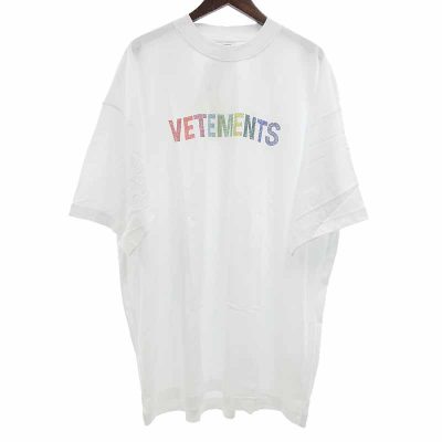 ヴェトモン/VETEMENTS 22SS UE52TR510W マルチカラー クリスタルロゴ Tシャツ