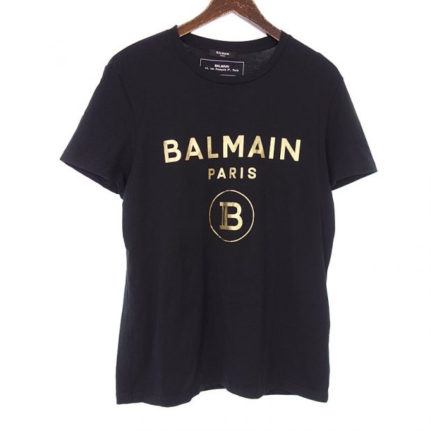 バルマン/BALMAIN VELVET LOGO T-SHIRT ゴールド ロゴ プリントTシャツ 買取参考金額 5,000円から10,000円前後