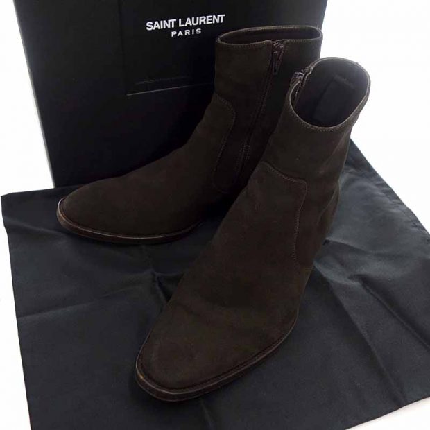 サンローランパリ/SAINT LAURENT PARIS サイドジップ スウェードレザー ヒール ブーツ 買取参考金額10,000円から15,000円前後