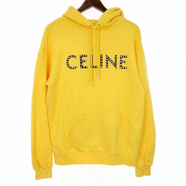 セリーヌ/CELINE スタッズ付き ルーズフーディ コットンフリース MIMOSA/BLACK 買取参考金額 30,000～40,000円前後