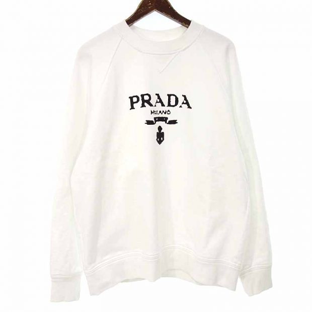プラダ/PRADA オーバーサイズ ロゴプリント ジャージー スウェットシャツ 買取参考金額30,000～40,000円前後