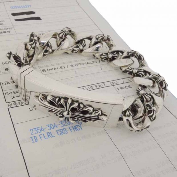 クロムハーツ CHROME HEARTS ID FLORAL CRS フローラルIDファンシー シルバー ブレスレット 買取金額300,000円